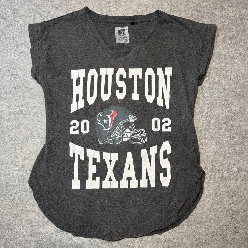 NFL TEAM APPAREL Women's V-Neck T-Shirt M Gray Heather Graphic - Picture 1 of 7